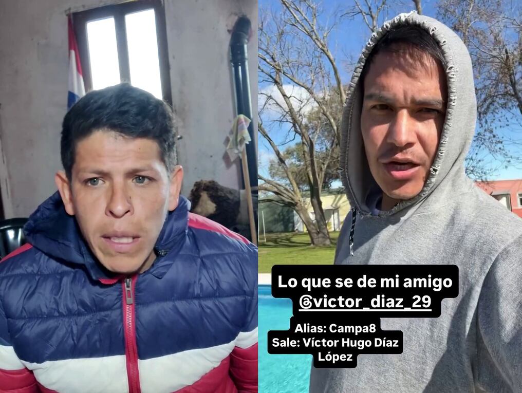 Alfonzo César “El seco” (derecha) publicó un nuevo video para informar sobre las novedades de su amigo paraguayo Víctor Díaz. Foto: Captura de videos