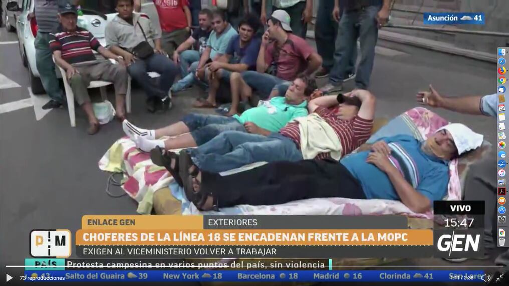 Los trabajadores realizan una huelga de hambre debido a que fueron sacados de circulación sistemáticamente desde noviembre del año pasado. Foto: Captura de pantalla.