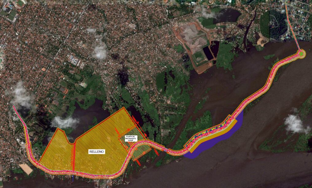 El diseño de la futura obra de la Costanera Sur en Asunción.