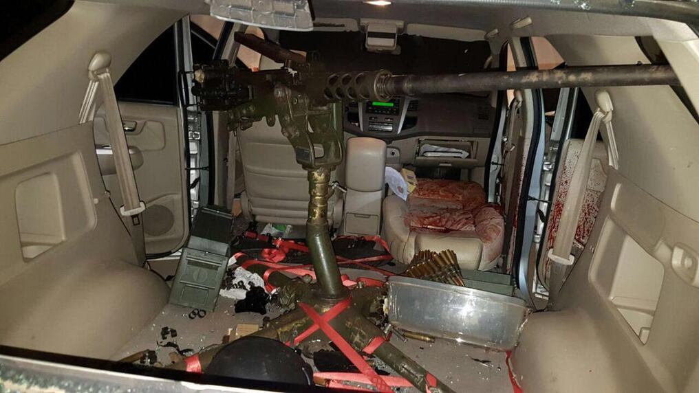 La metralladora .50 que perforó la camioneta de Rafaat.