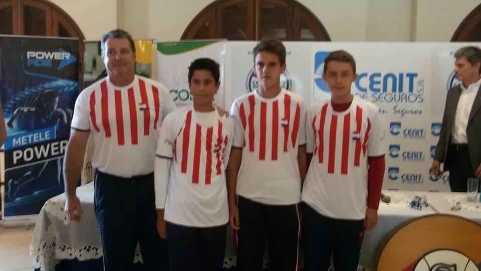 Equipo Sub 14 masculino de Paraguay: Lucas Brítez, Matías Sylveira, Adolfo Vallejo y Hernan Kholer, Capitán).