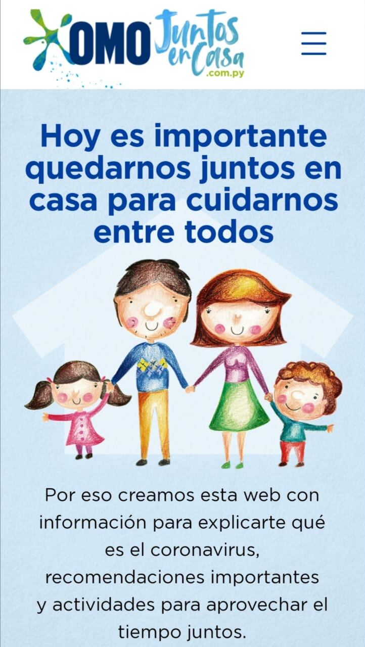 OMO Paraguay invita a ingresar al sitio juntosencasa.com.py para pasar momentos divertidos con los más pequeños. Foto: Gentileza.