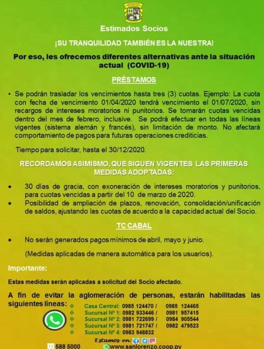 Las autoridades decidieron no congelar los intereses de las cuotas (abril, mayo, junio), hecho que contradice el comunicado de la misma entidad. Foto: Gentileza.