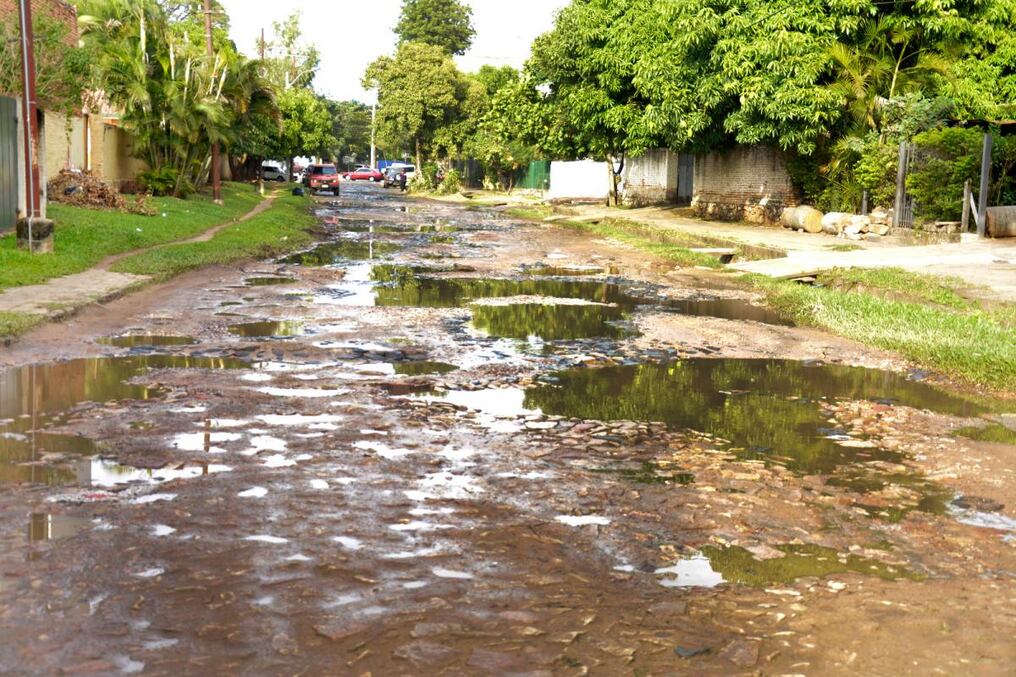 La calle Overava se encuentra en estado deplorable. Foto: Martín Villagra.