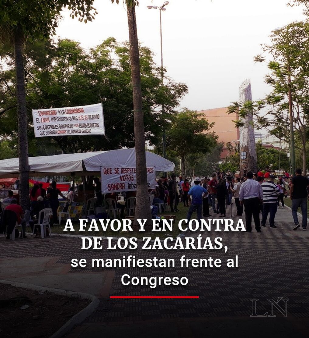 A favor y en contra de los Zacarías, se manifiestan frente al Congreso