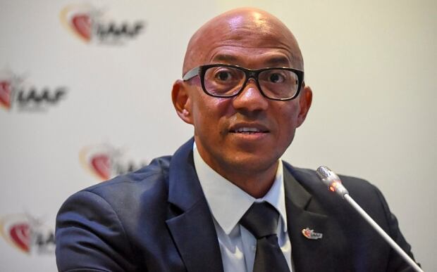epa05043226 Frank Fredericks attends the IAAF Council Meeting Press Conference held at the Fairmont Hotel in Monaco, 26 November 2015. International athletics governing body (IAAF) President Sebastian Coe has come under fire for his role in the bid of American city Eugene to host the 2021 World Championships, which was eventually awarded without a vote.  EPA/OLIVIER ANRIGO