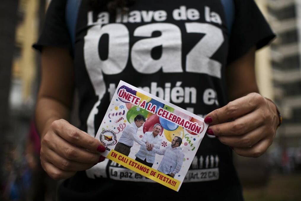 Postal de la paz en Colombia. Foto: LUIS ROBAYO / AFP