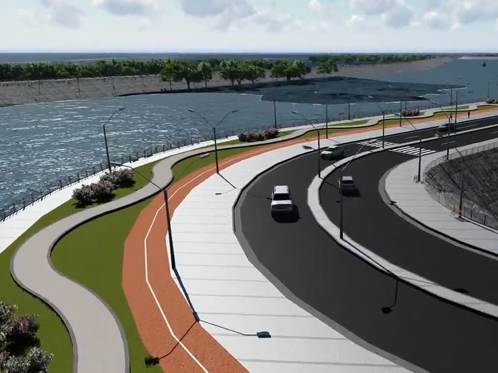 La obras contemplan la reposición del actual muro de contención que cubre el 80% de la ciudad y su ampliación para protegerla en un 100%.