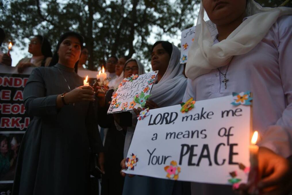 Manifestaciones cristianas en Pakistán, tras atentado del parque. Foto: FAROOQ NAEEM / AFP