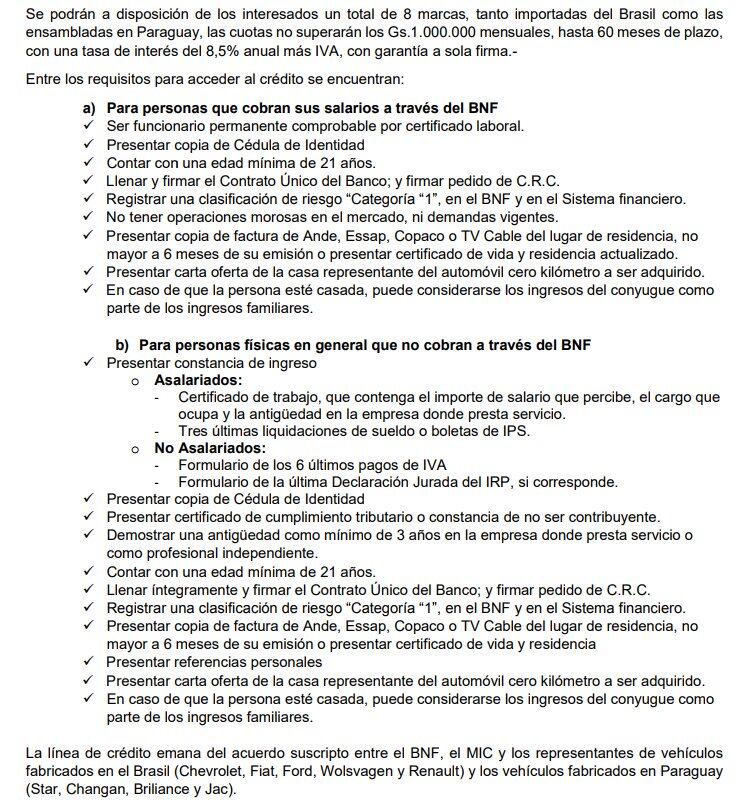 Estos son lo requisitos para acceder al crédito vía BNF.