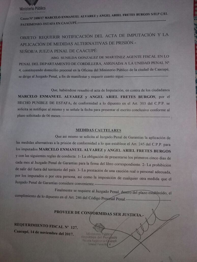 Imputación contra los dos hombres. Foto: @Santiagasu