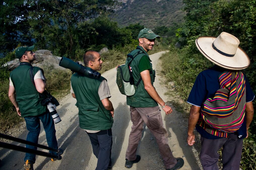 Imagen publicada en Lima por la Comisión Peruana para la Promoción de Exportaciones y Turismo (PROMPERU), que muestra a los participantes en el Rally Birding Challenge que se lleva a cabo en la selva de la montaña del norte de Perú, cerca de la ciudad de Tarapoto, el 11 de junio de 2013. Con un entorno exquisito y la variedad de fauna Perú apuesta por elevar el turismo a esta área de la Amazonia y ayudar a las comunidades locales a cuidar su medio ambiente. Foto: AFP / PROMPERU.