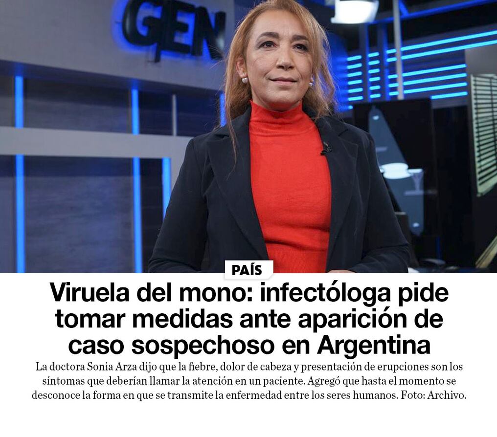 Viruela del mono: infectóloga pide tomar medidas ante aparición de caso sospechoso en Argentina 