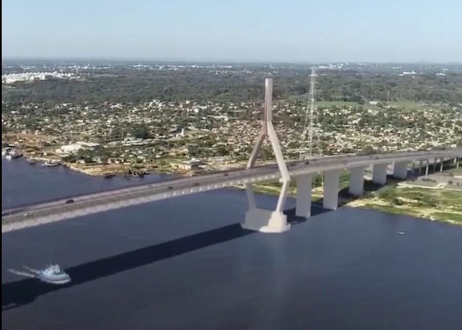 Así quedará el puente de integración Asunción-Chaco’i una vez culminado en el 2023. Foto: Captura de pantalla.