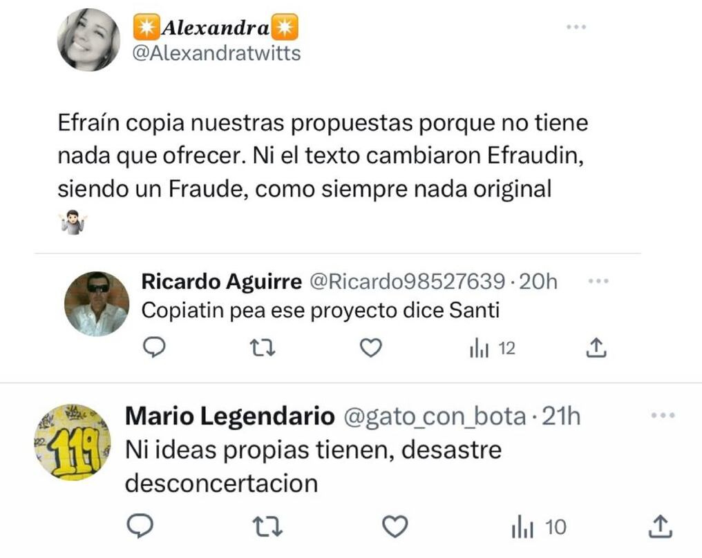 Varios usuarios de redes se percataron de que la propuesta de Efraín Alegre ya fue hecha previamente por Santiago Peña. Foto: Captura de pantalla.