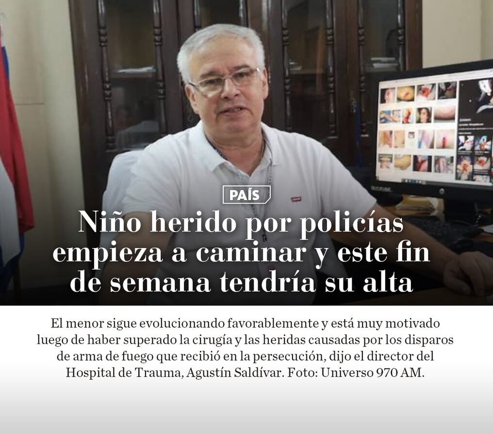 Niño herido por policías empieza a caminar y este fin de semana tendría su alta