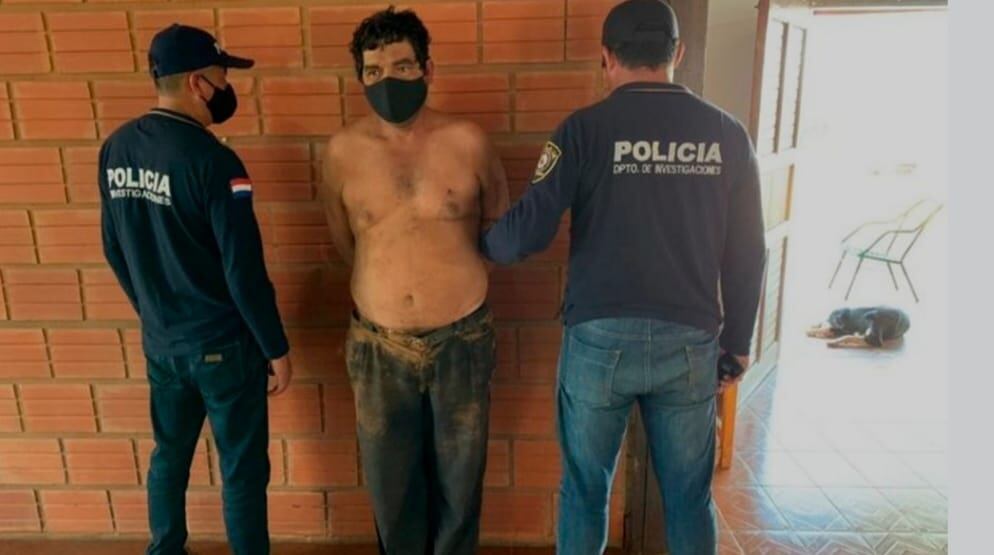 El hombre era buscado intensamente desde el pasado 20 de julio, día en que se produjo el brutal asesinato en una vivienda ubicada en Potrero Álvarez, Yhú. Foto: Gentileza.