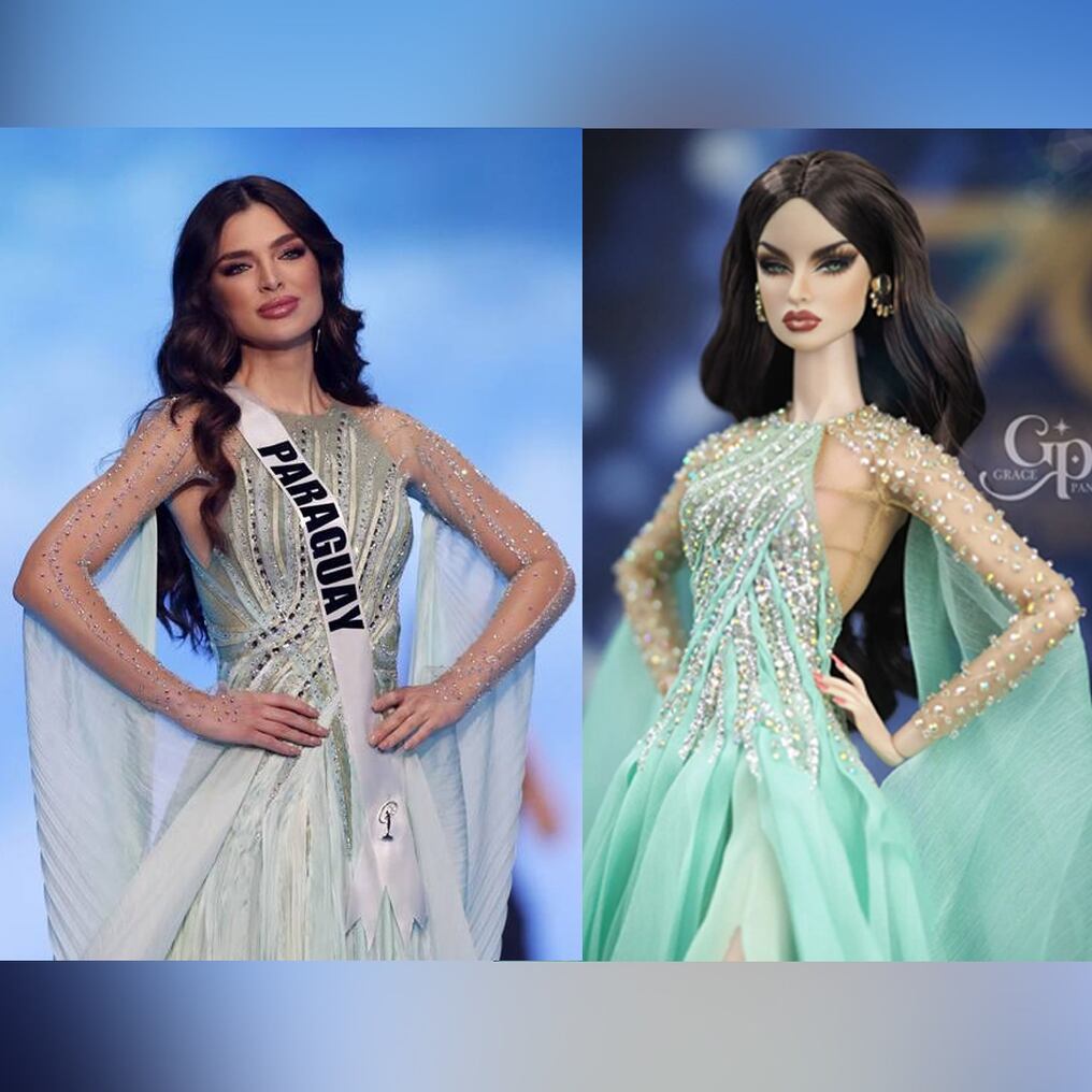 La muñeca de la Miss Universo Paraguay 2021 capta cada detalle del rostro de la joven villarriqueña. Foto: Gentileza.