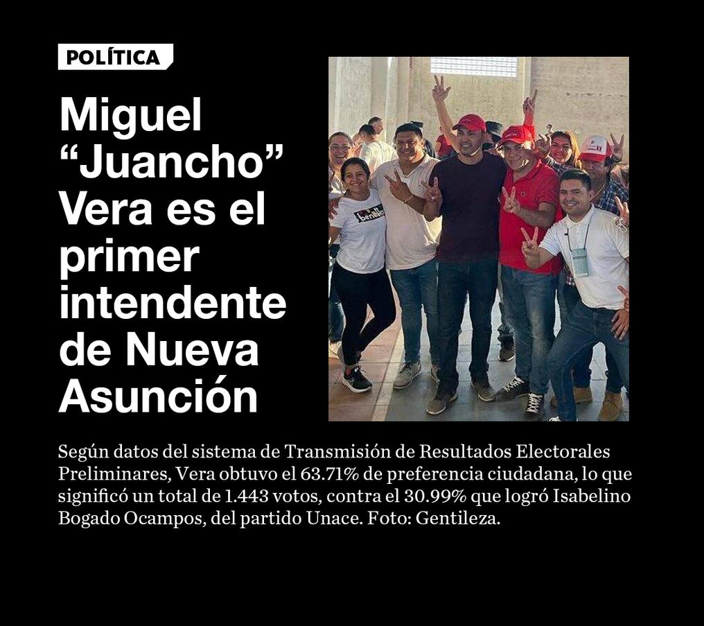 Miguel “Juancho” Vera es el primer intendente de Nueva Asunción