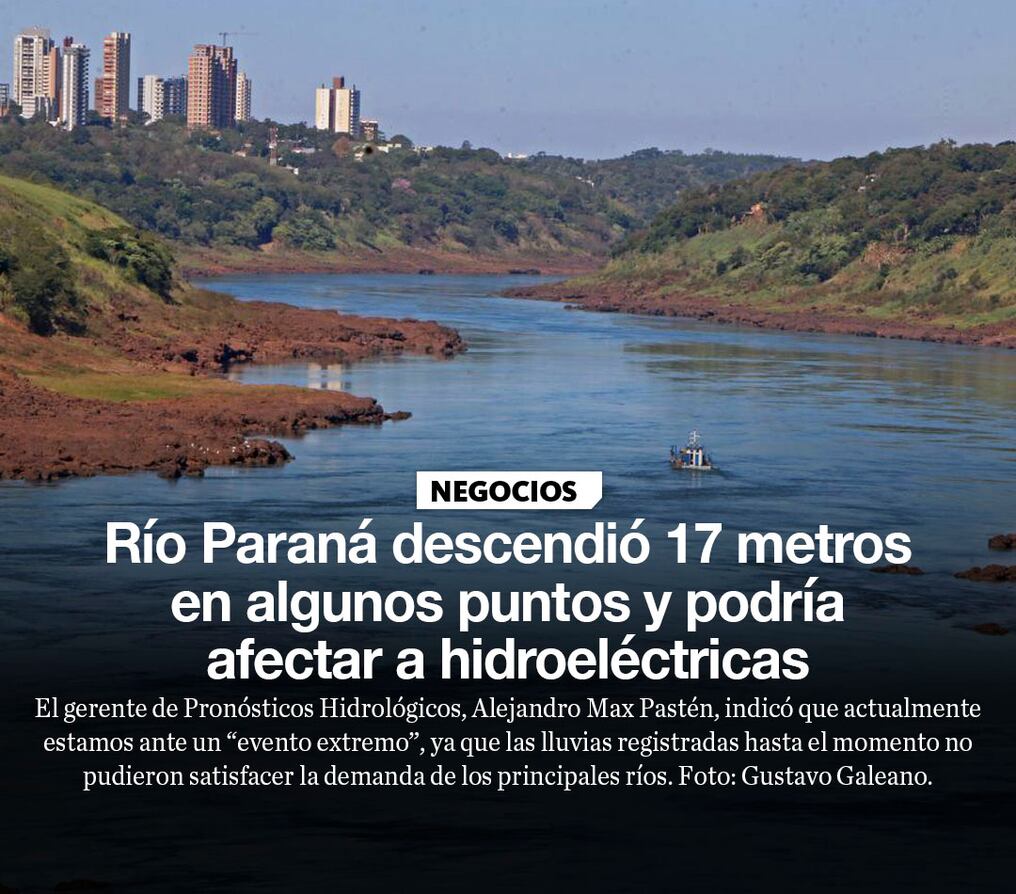 Río Paraná descendió 17 metros en algunos puntos y podría afectar a hidroeléctricas
