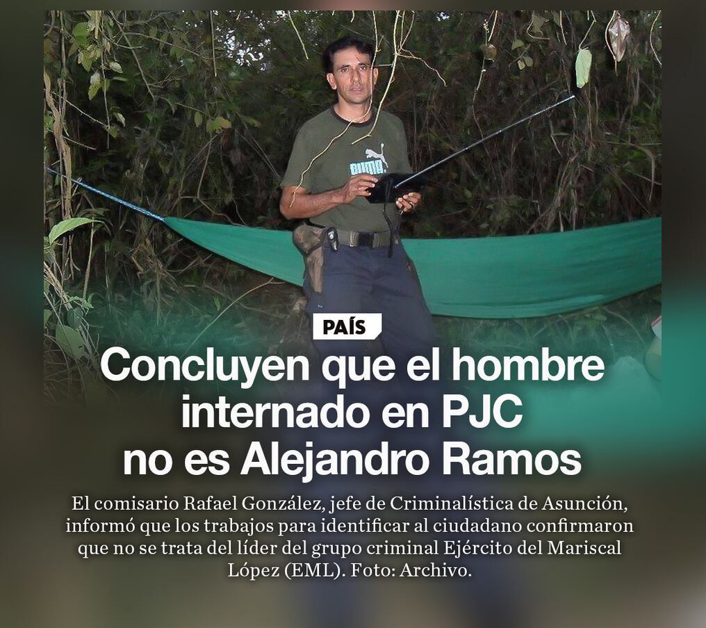 Concluyen que el hombre internado en PJC no es Alejandro Ramos