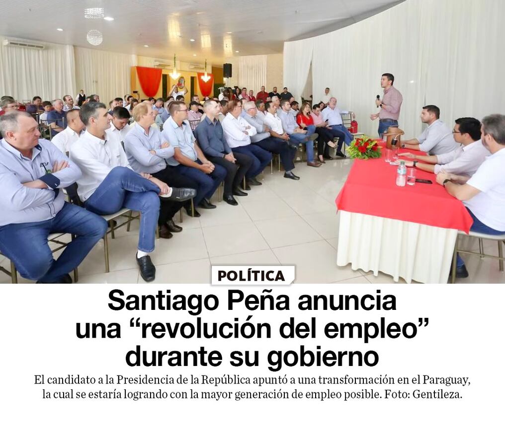 Santiago Peña anuncia una “revolución del empleo” durante su gobierno