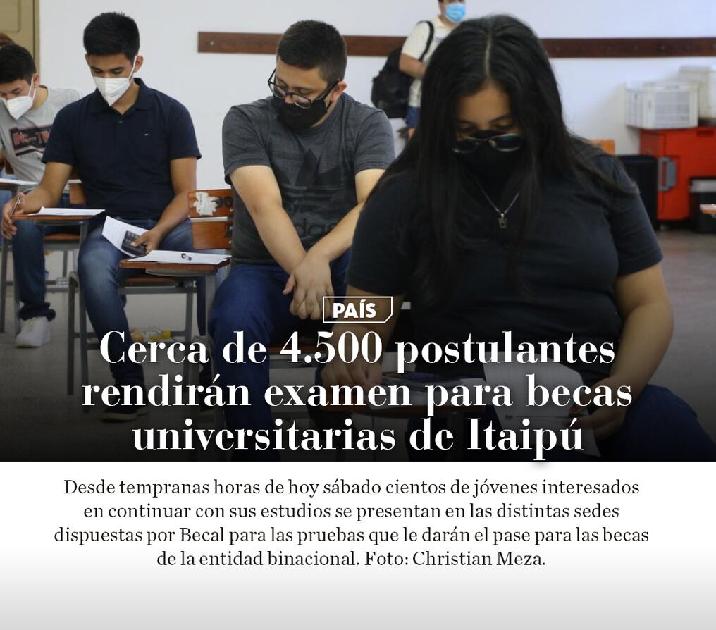 Cerca de 4.500 postulantes rendirán examen para becas universitarias de Itaipú