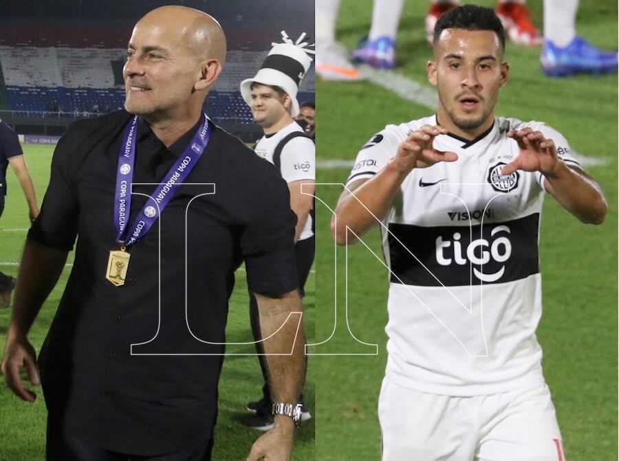 Miguel Car­dona, pre­sidente de Olimpia y Fernando Car­dozo, autor del segundo gol frente a César Vallejo. FOTO: NÉSTOR SOTO