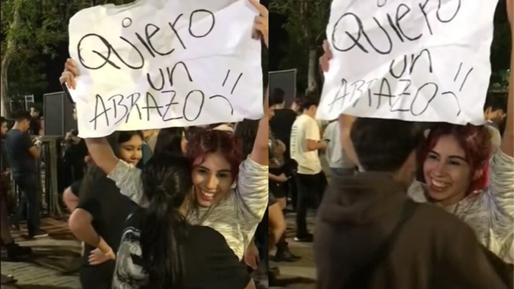 Joven se llevó todos los abrazos en el concierto de Wos. Foto: Tik Tok.