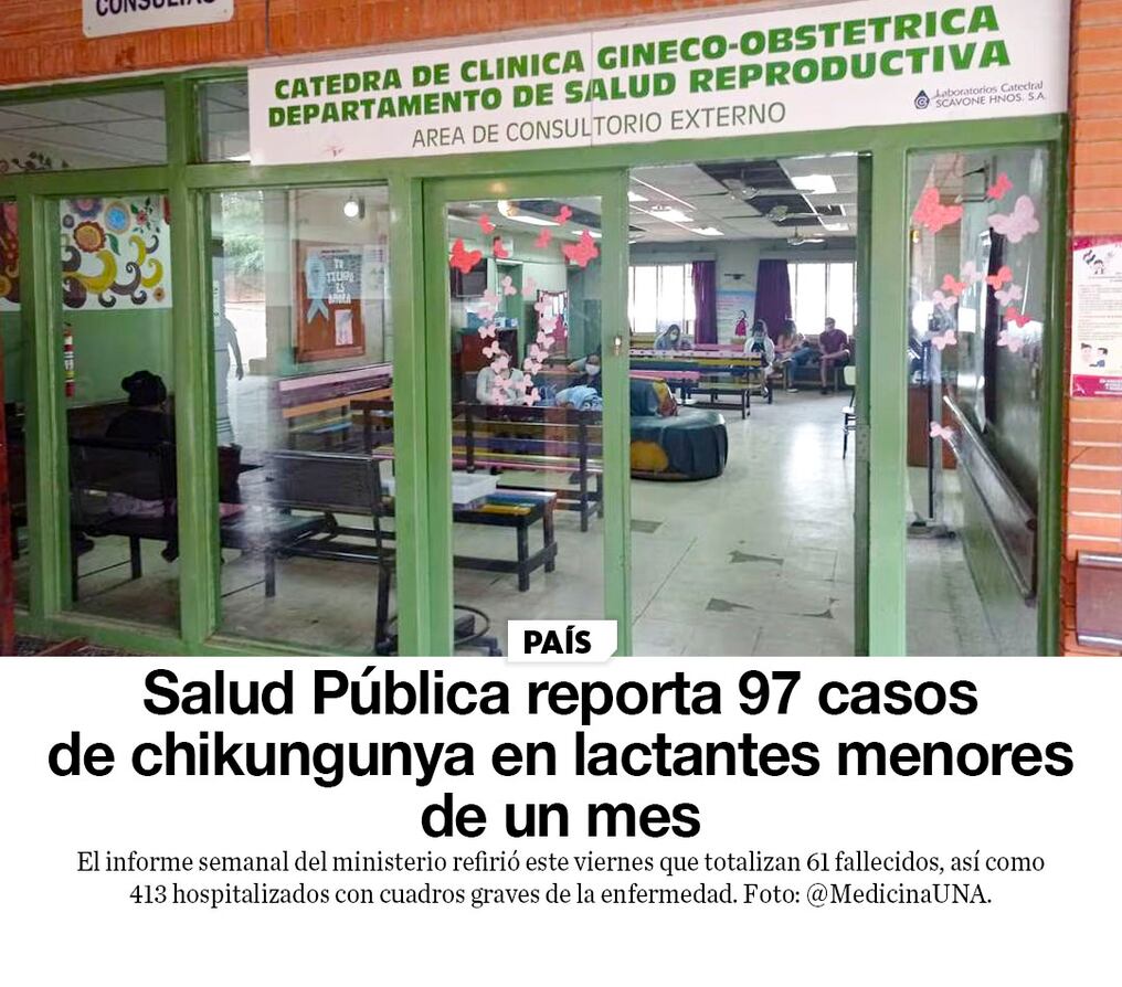 Salud Pública reporta 97 casos de chikungunya en lactantes menores de un mes