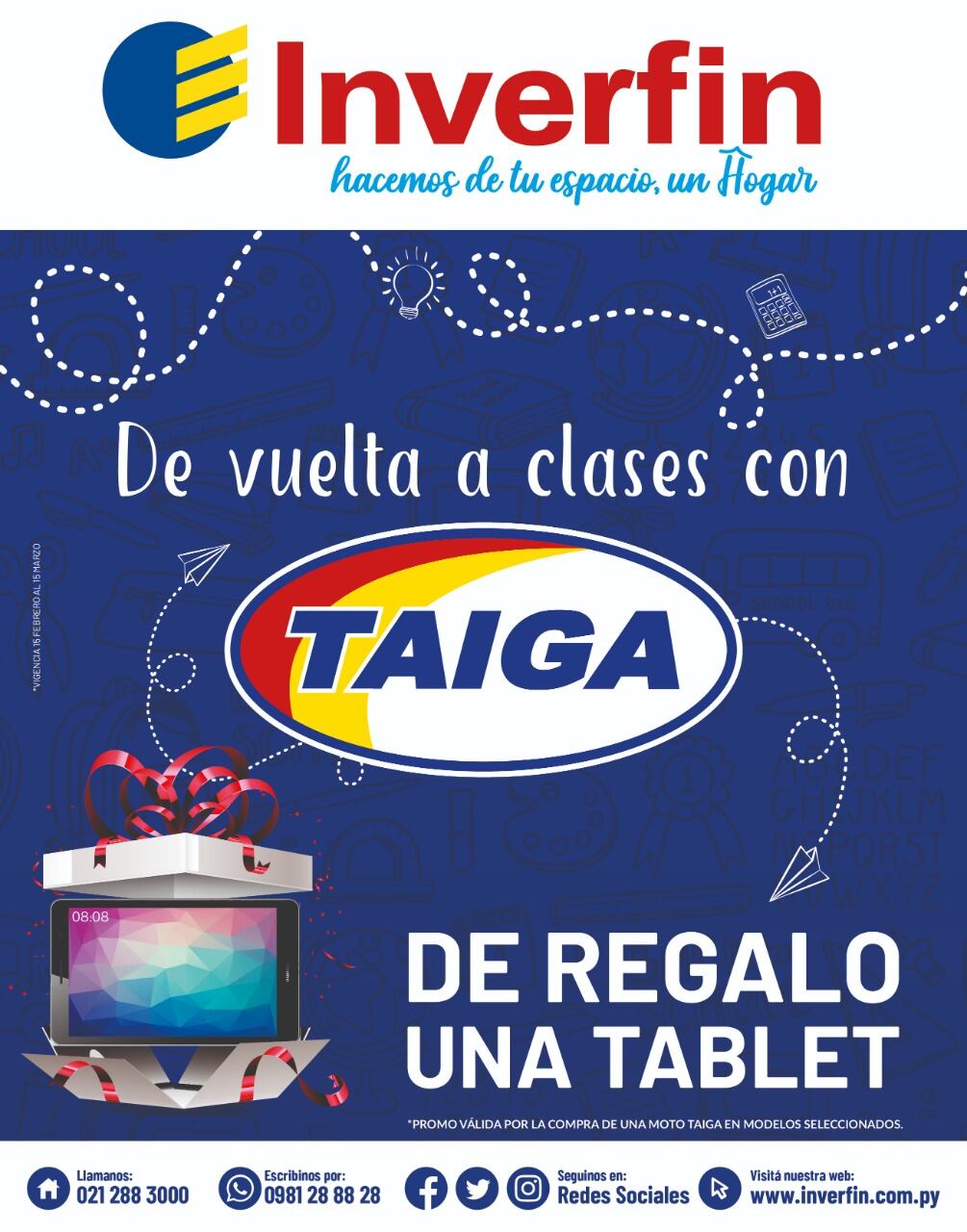 La promoción será exclusiva para todos los que adquieran su Taiga, llevándose la moto con una tablet de regalo para que sus hijos puedan iniciar las clases como se merecen. Foto: Gentileza.