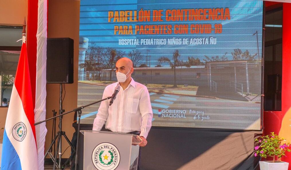 Las declaraciones de Julio Mazzoleni, ministro de Salud, se dieron en la inauguración del pabellón de contingencia en el Hospital Pediátrico Niños de Acosta Ñu. Foto: Gentileza.