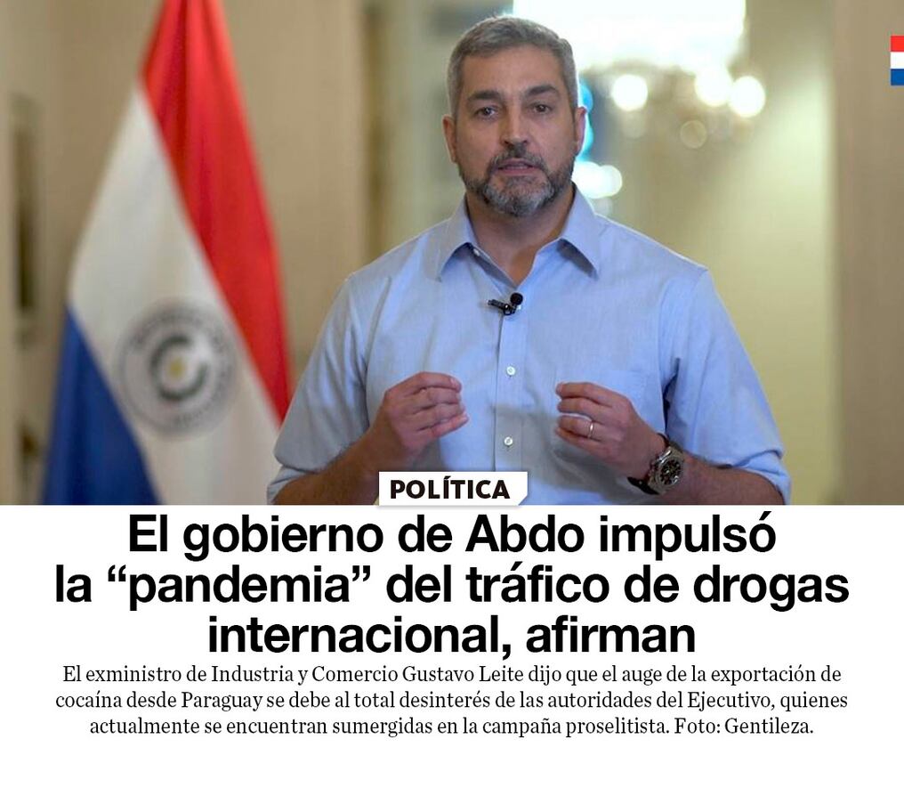 El gobierno de Abdo impulsó la “pandemia” del tráfico de drogas internacional, afirman 