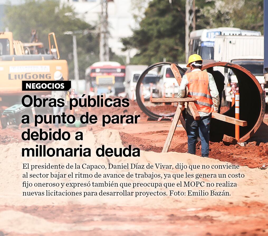 Obras públicas a punto de parar debido a millonaria deuda 