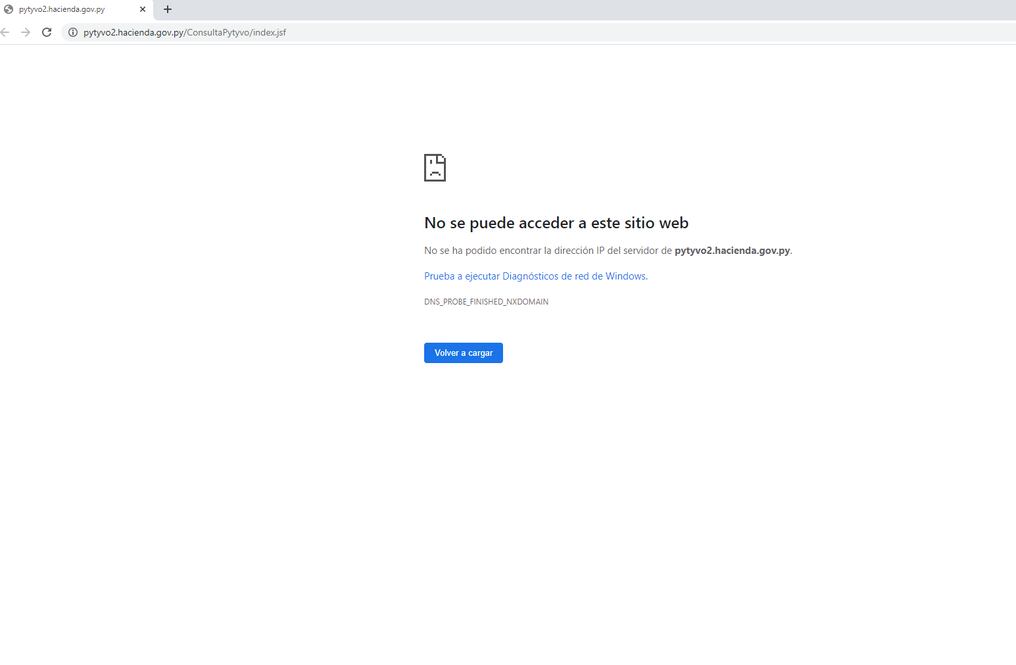 Así queda el enlace que habilitó Hacienda para la verificación de los nuevos beneficiarios de Pytyvõ 2.0. Foto: Gentileza.