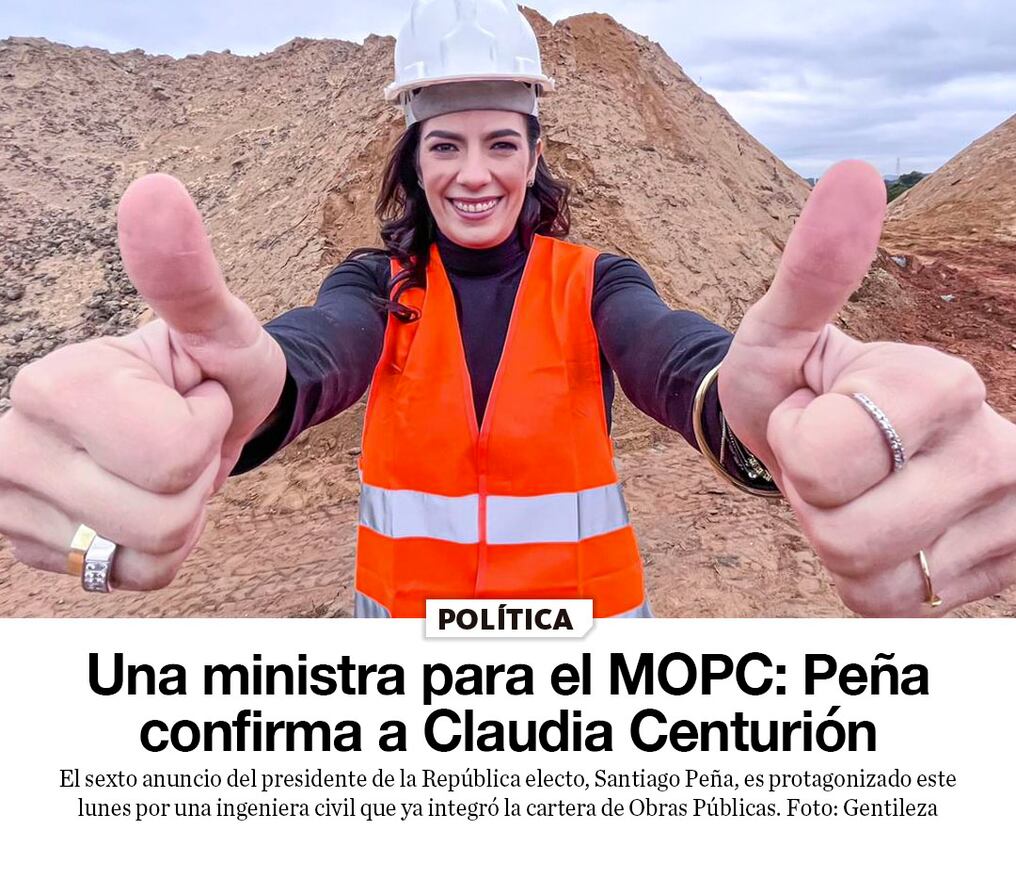 Una ministra para el MOPC: Peña confirma a Claudia Centurión