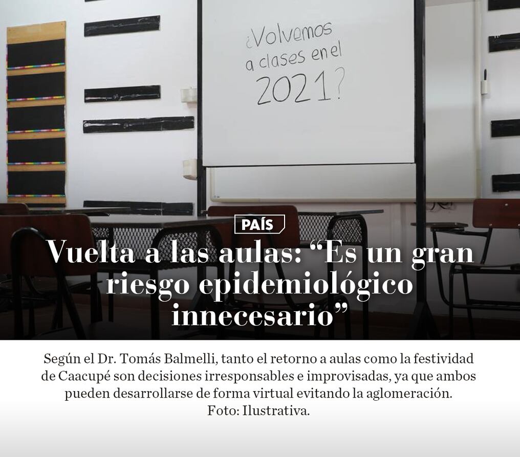Vuelta a las aulas: “Es un gran riesgo epidemiológico innecesario”