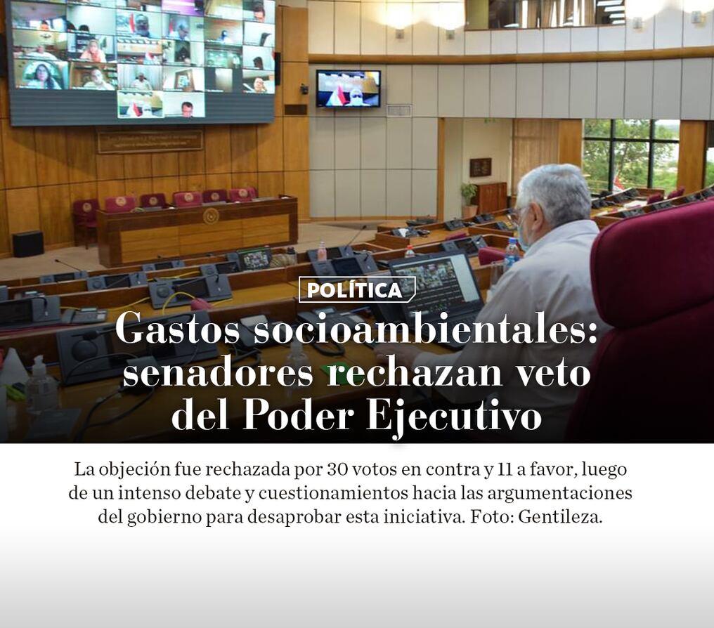Gastos socioambientales: senadores rechazan veto del Poder Ejecutivo