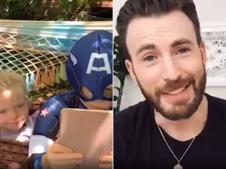 Momento en el que Bridger Walker, junto con su hermana pequeña, recibe el mensaje de Chris Evans. Foto: Gentileza.