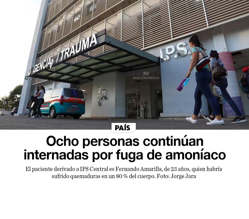 Ocho personas continúan internadas por fuga de amoníaco