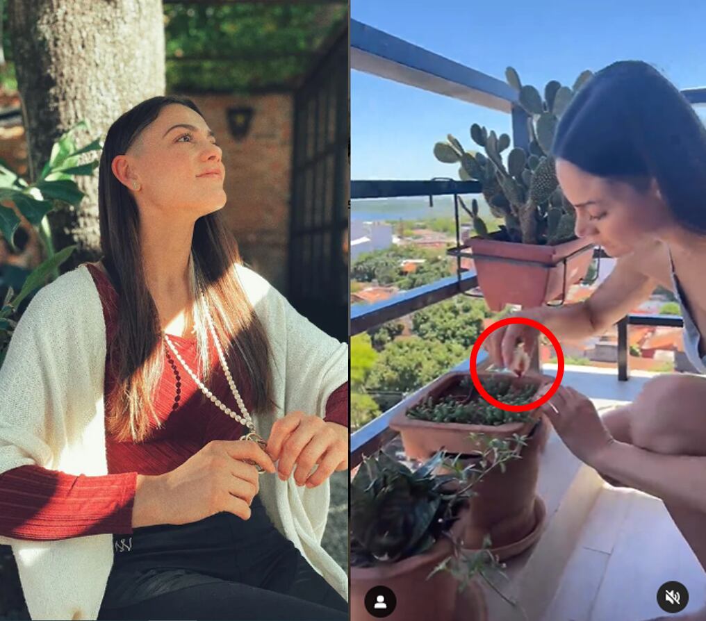 La exreina de belleza desató polémica en redes por regar con su período menstrual sus plantas. Foto: Gentileza.