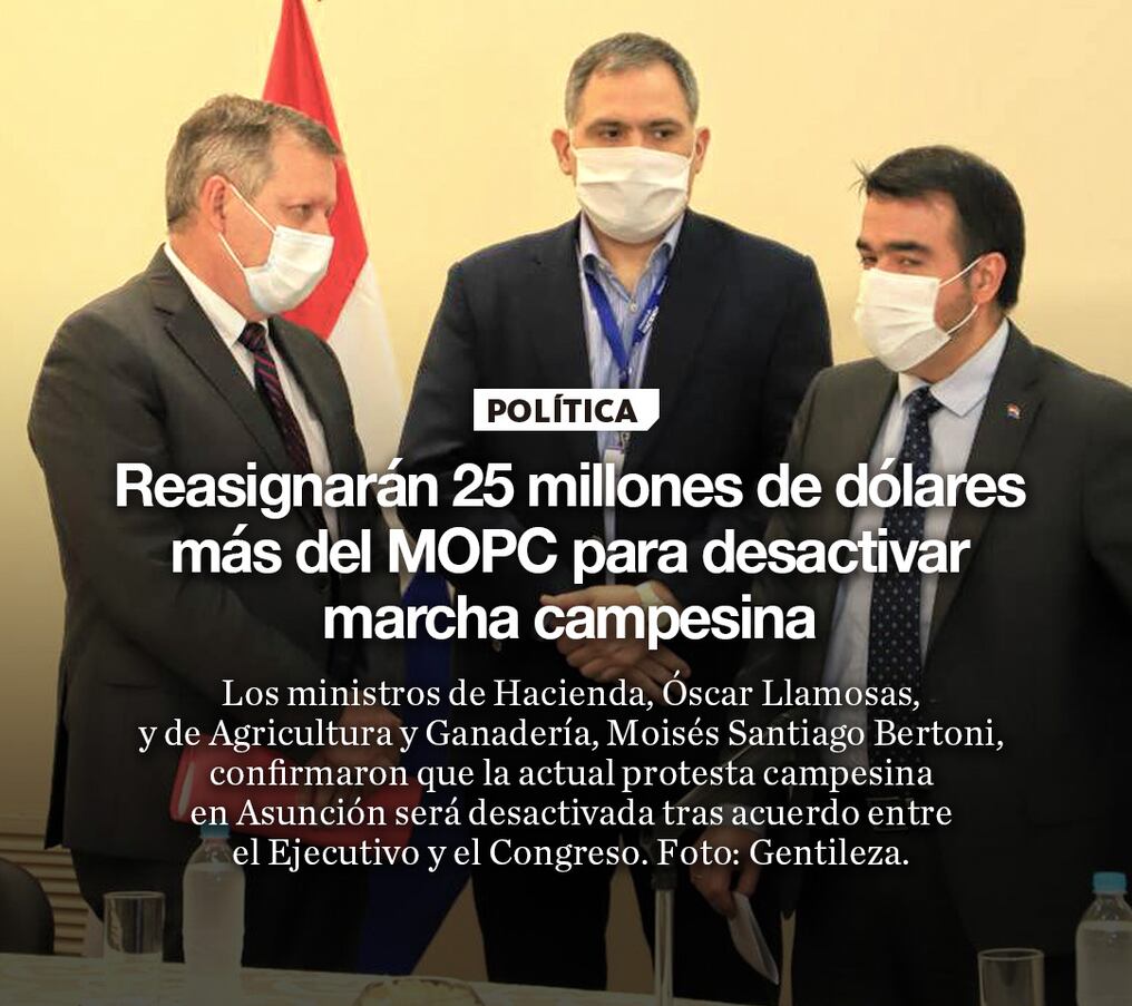 Reasignarán 25 millones de dólares más del MOPC para desactivar marcha campesina