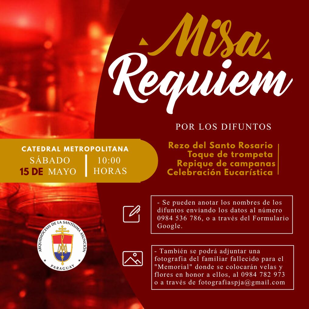 Preparan misa para los difuntos, este sábado a las 10:00 horas. Foto: Gentileza.