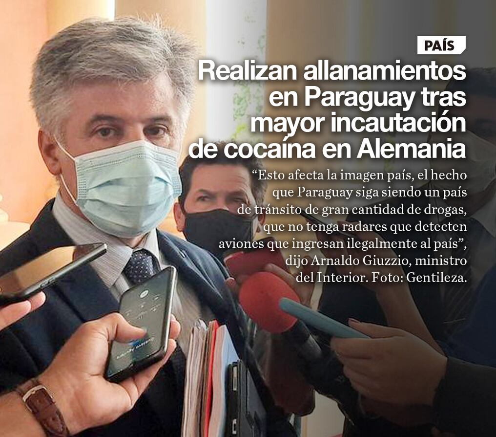 Realizan allanamientos en Paraguay tras mayor incautación de cocaína en Alemania