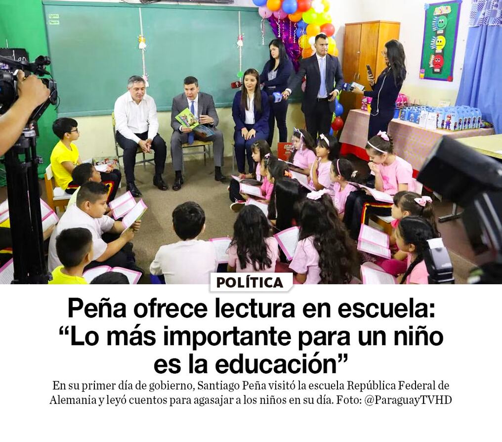 Peña ofrece lectura en escuela: “Lo más importante para un niño es la educación”