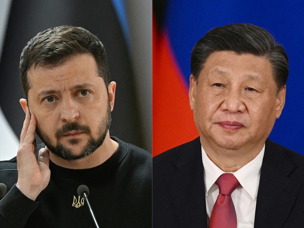 Los mandatarios Volodimir Zelenski y Xi Jinping conversaron este miércoles por teléfono acerca de la situación bélica provocada por Rusia. Foto: AFP.