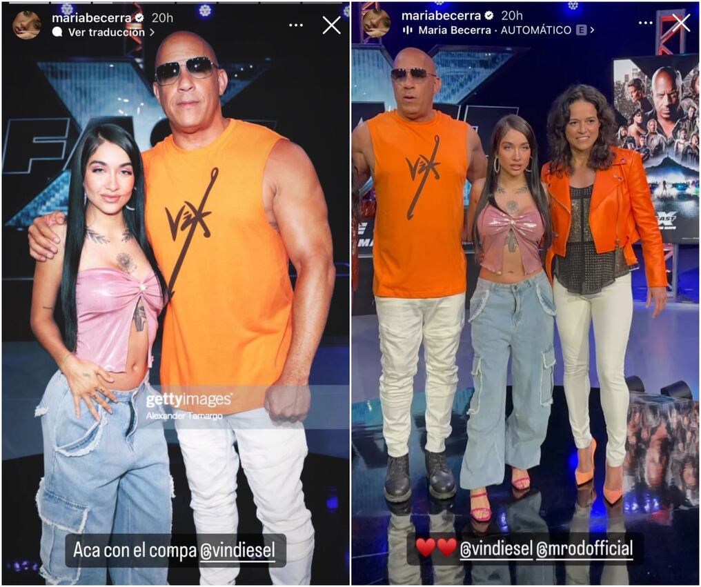 La cantante argentina se encontró con parte del elenco de "Rápidos y furiosos X" y aprovechó para sacarse algunas fotos. Foto: Instagram
