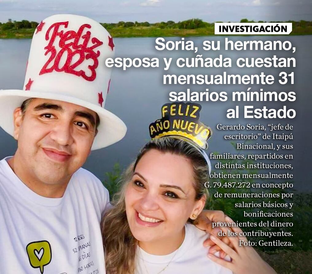 Soria, su hermano, esposa y cuñada cuestan mensualmente 31 salarios mínimos al Estado