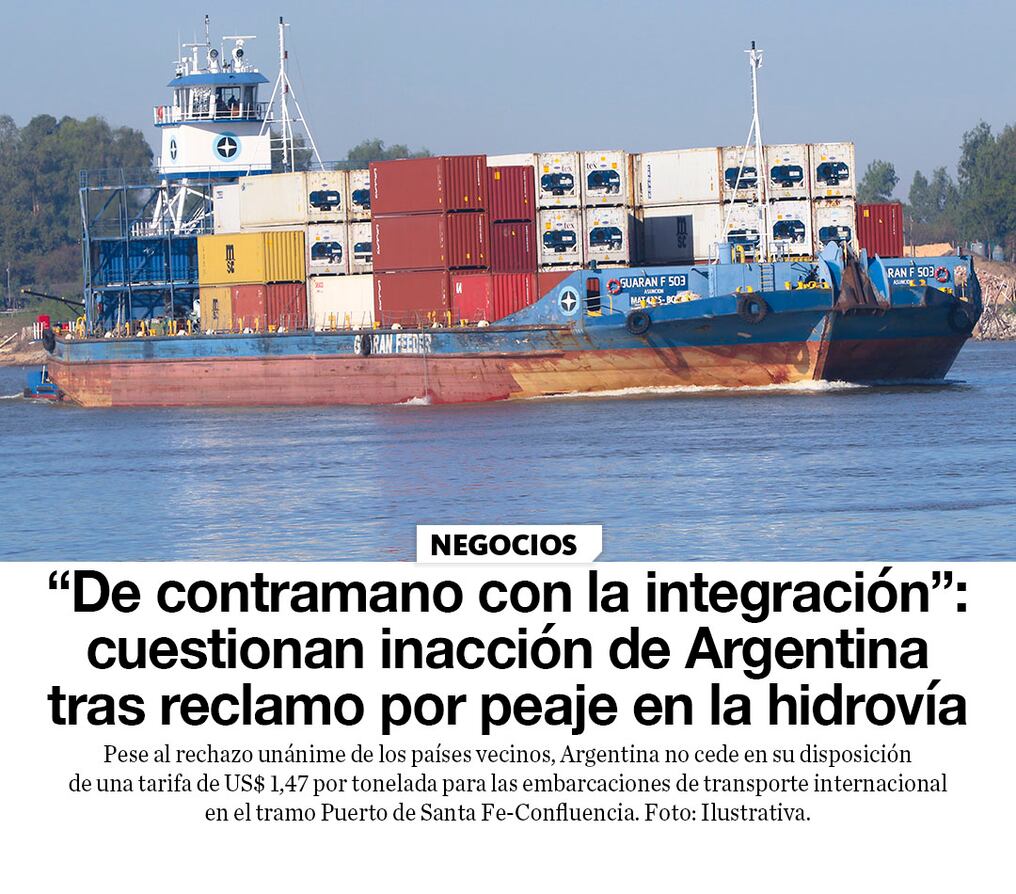 “De contramano con la integración”: cuestionan inacción de Argentina tras reclamo por peaje en la hidrovía
