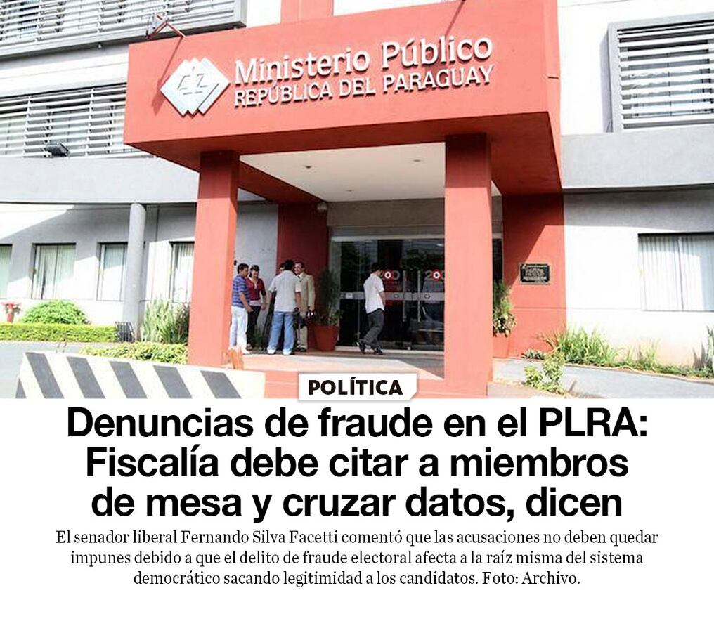 Denuncias de fraude en el PLRA: Fiscalía debe citar a miembros de mesa y cruzar datos, dicen  